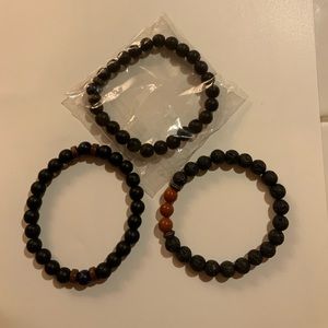 Men’s lava rock bracelets lot of three (3)